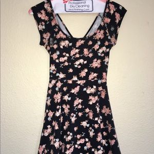 Black floral mini dress